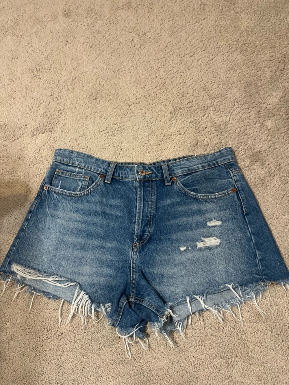 Zara Distressed Cutoff Denim Shorts - Light Blue